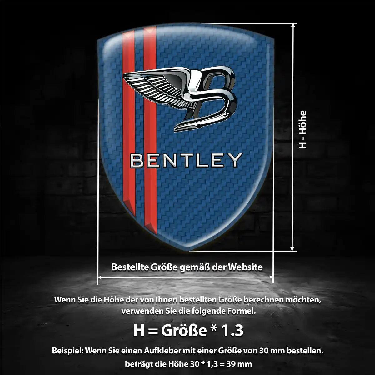 Bentley Silikon Aufkleber Wappen Ausdrucksstarkes Design