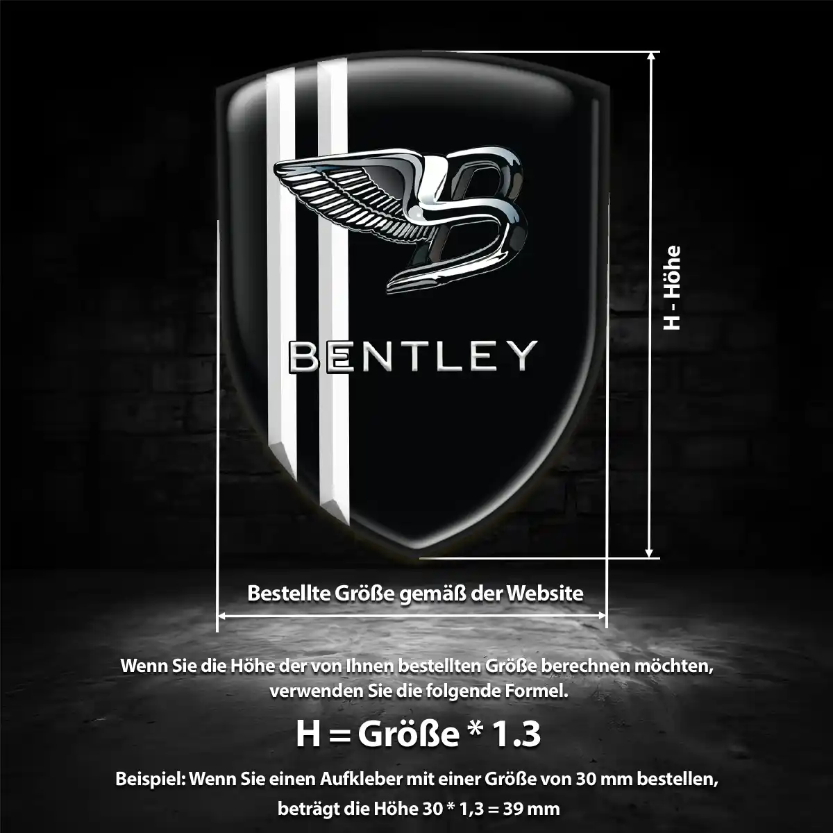 Bentley Silikon Aufkleber Wappen Auto Edles Design