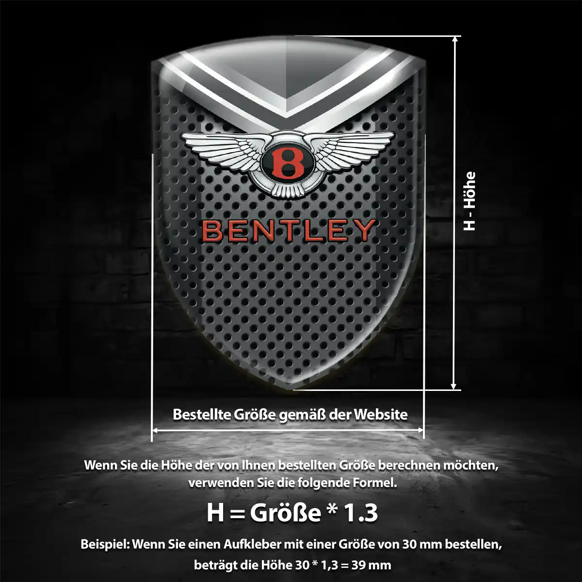 Bentley Silikon Aufkleber Wappen Edles Design