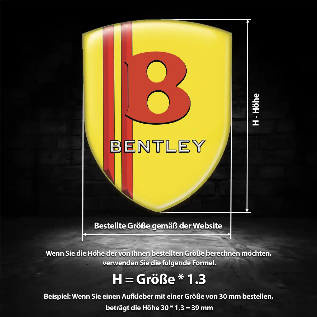 Bentley Silikon Aufkleber Wappen Erstklassige Qualität