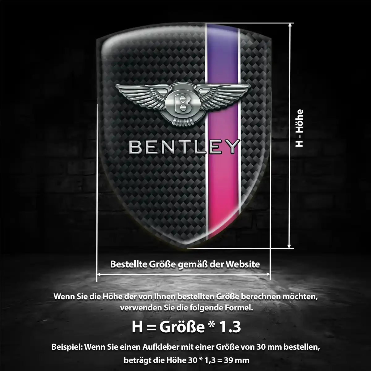 Bentley Silikon Aufkleber Wappen Hochwertiges Harz
