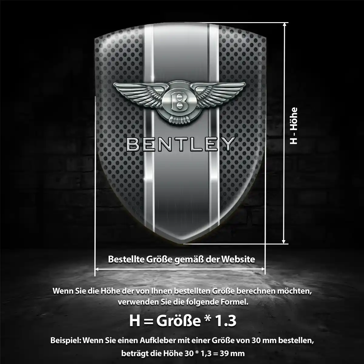 Bentley Silikon Aufkleber Wappen Luxus-Edition