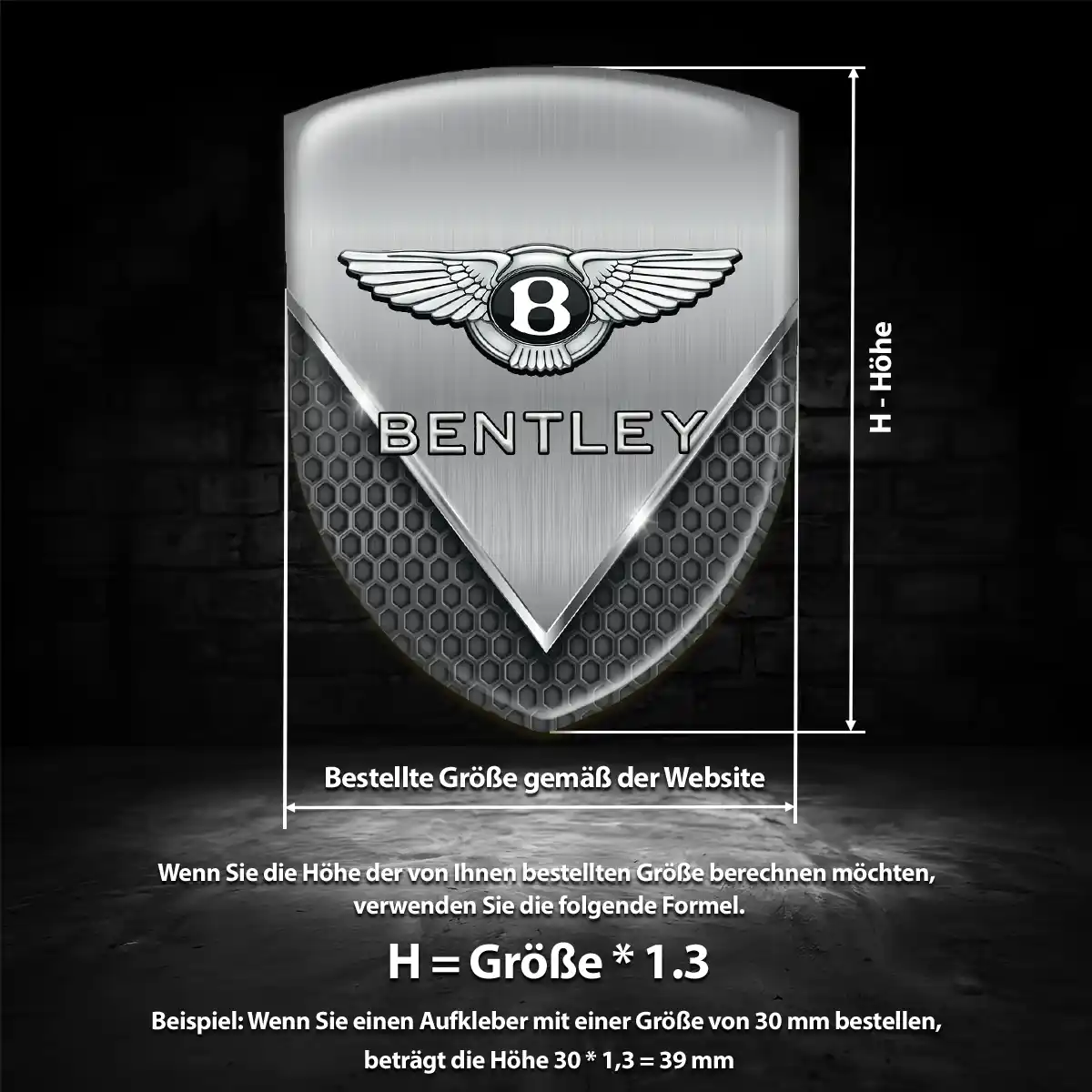 Bentley Silikon Aufkleber Wappen Premium-Edition