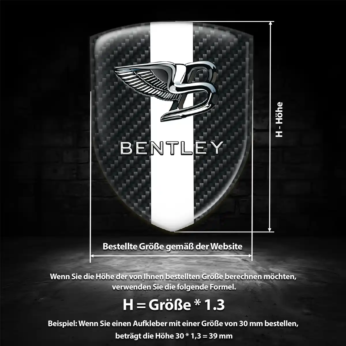 Bentley Silikon Aufkleber Wappen Premiumqualität