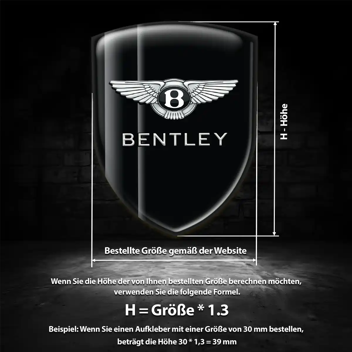 Bentley Silikon Aufkleber Wappen Tuningfahrzeug