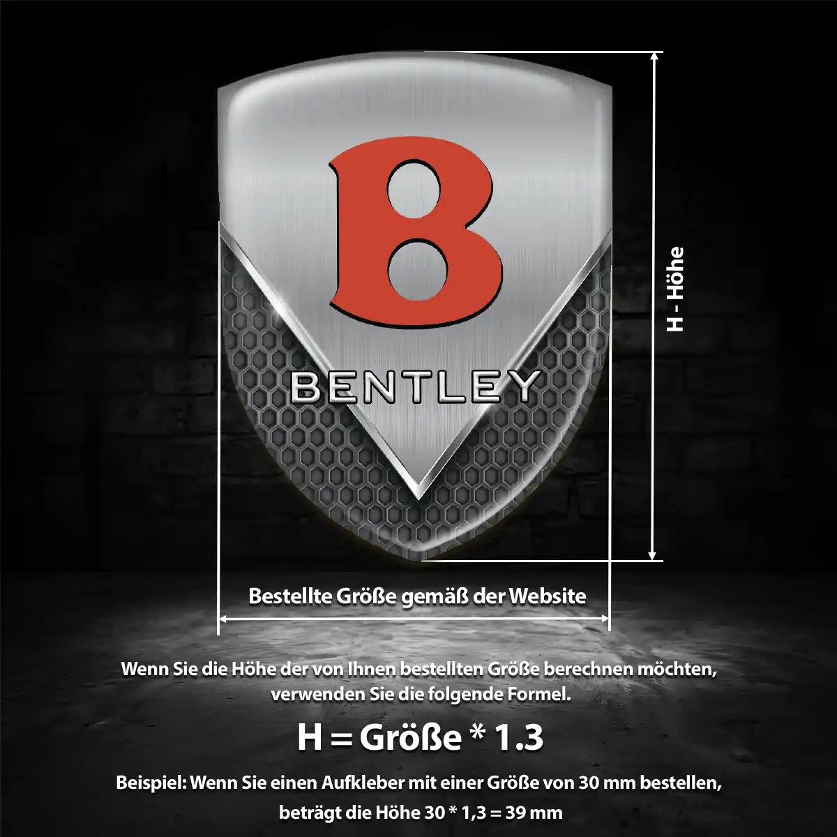 Bentley Wappen Aufkleber Emblem Premium-Edition