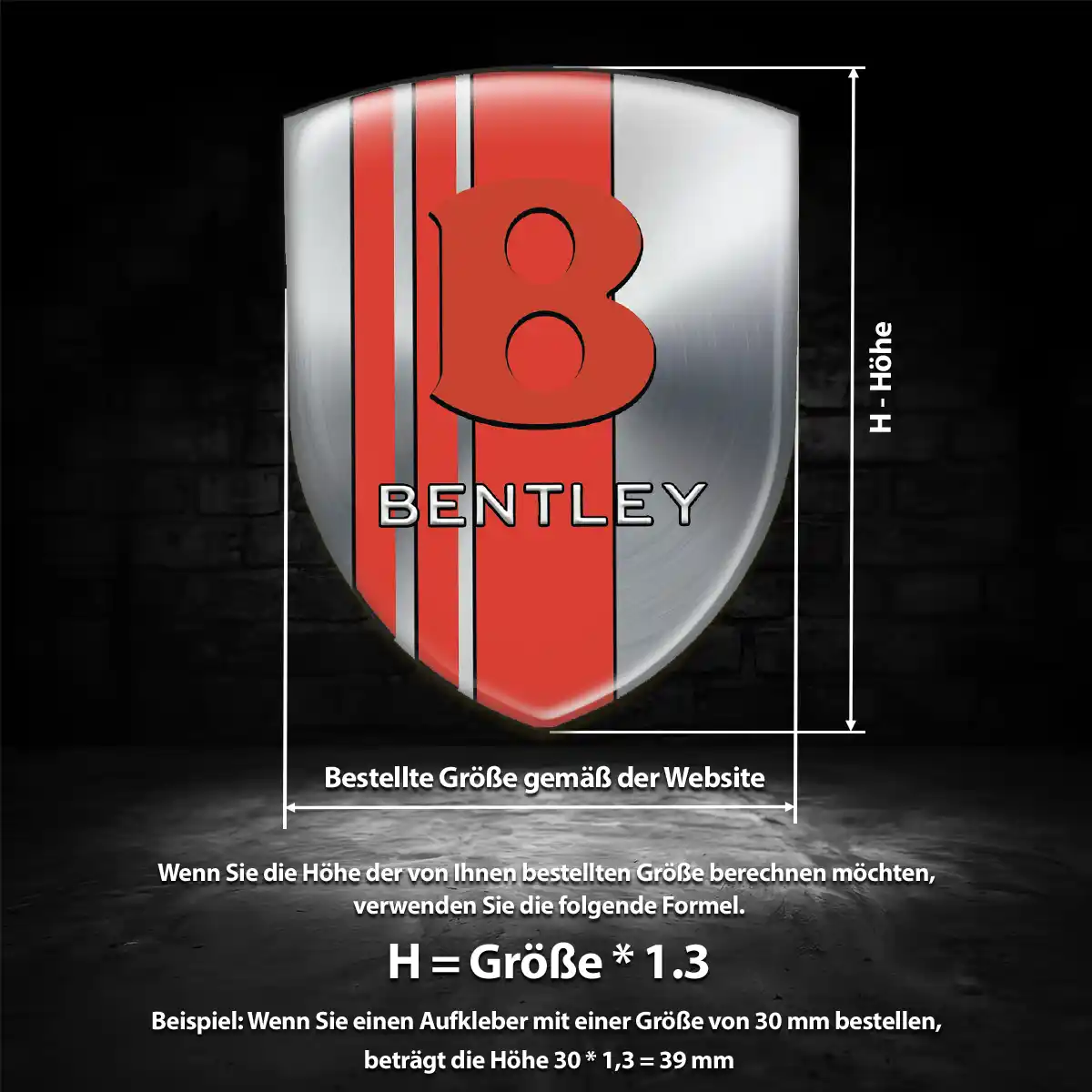 Bentley Wappen Emblem Aufkleber Hochwertiges Harz