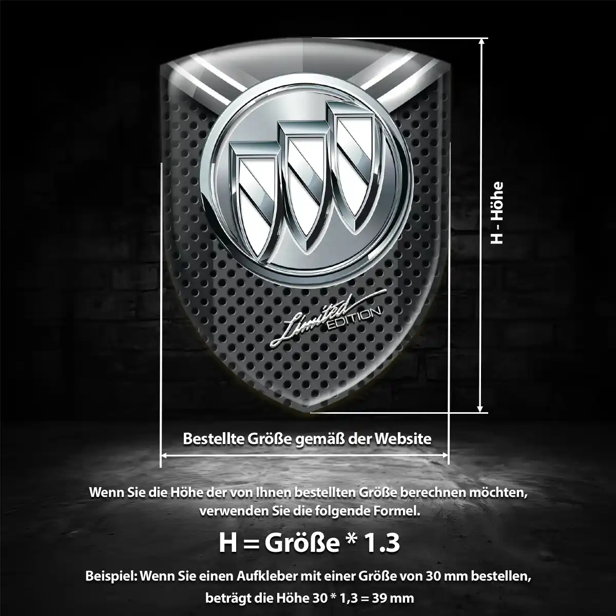 Buick 3D Gel Aufkleber Wappen Elegantes Design
