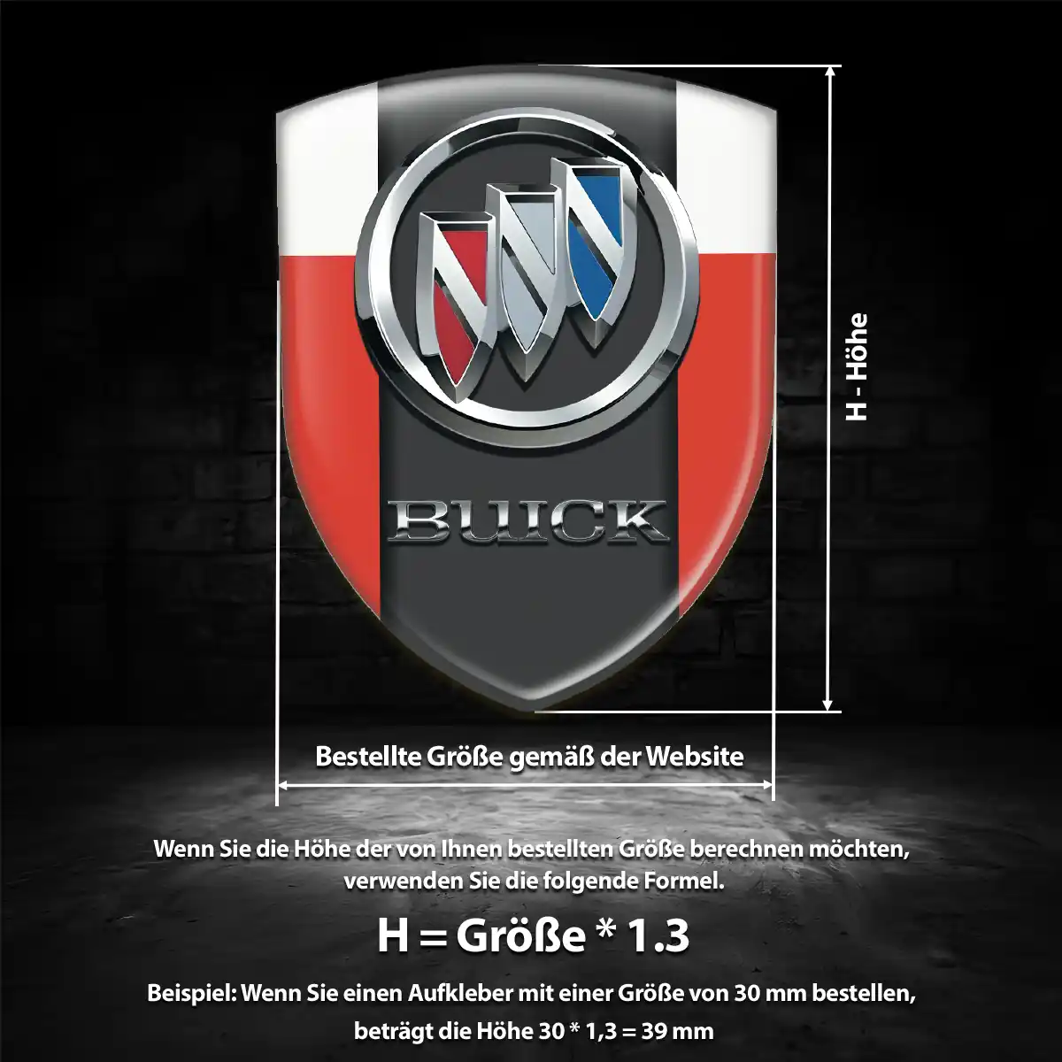 Buick 3D Gel Aufkleber Wappen Hochwertiges Harz