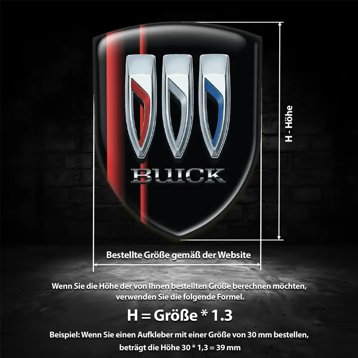 Buick 3D Gel Aufkleber Wappen Interieurdesign
