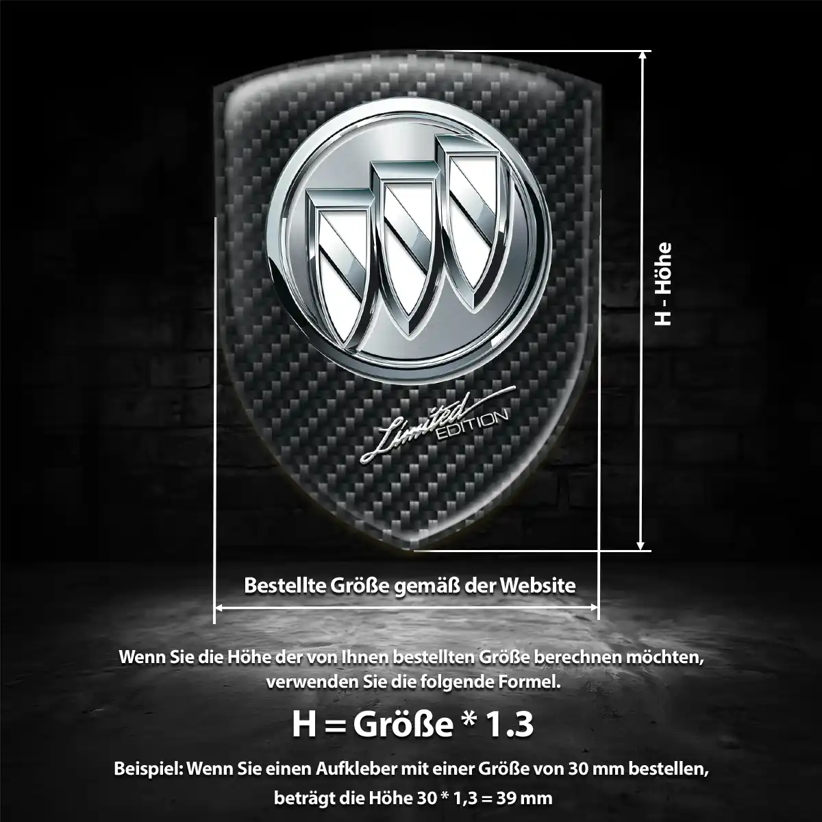 Buick 3D Gel Aufkleber Wappen Stilvolles Design