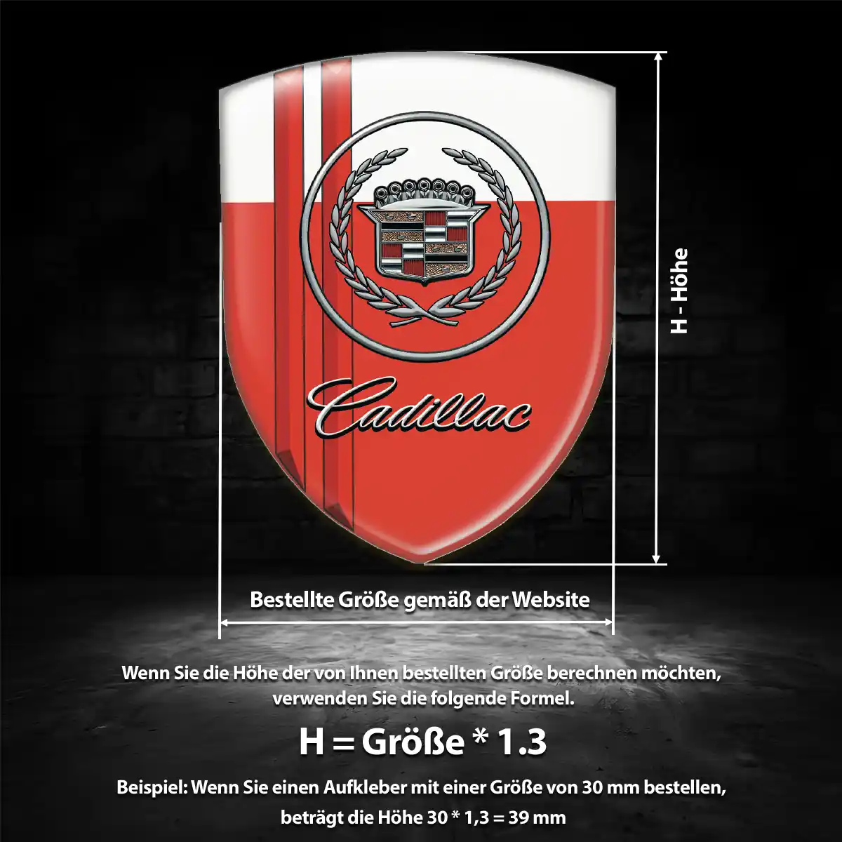 Cadillac 3D Gel Aufkleber Auto Interieurdesign