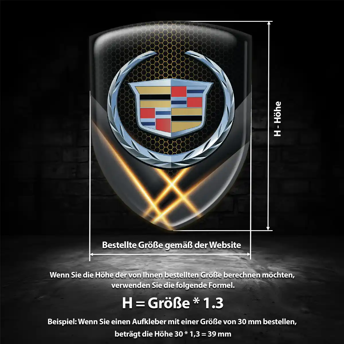 Cadillac 3D Gel Aufkleber Auto Premiumqualität