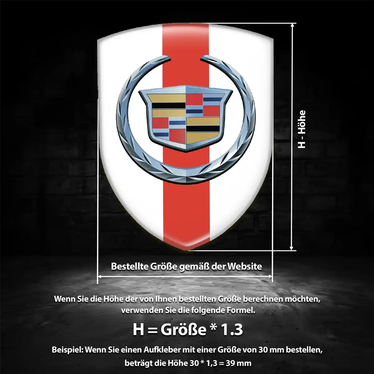 Cadillac 3D Gel Aufkleber Überzeugende Qualität