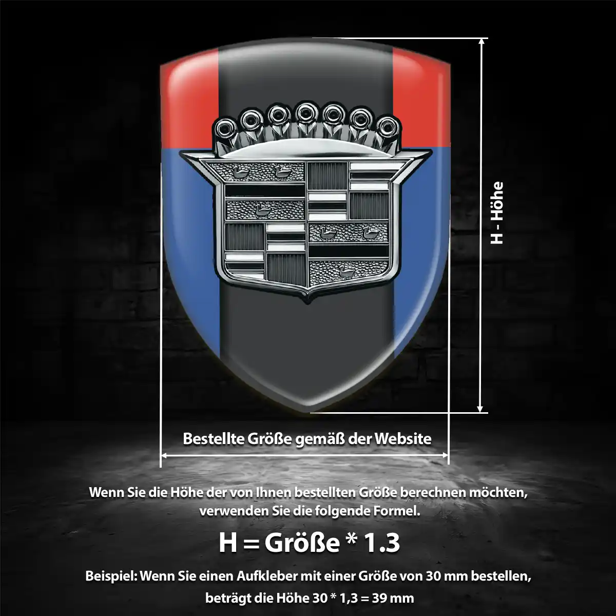 Cadillac 3D Gel Aufkleber Edles Design
