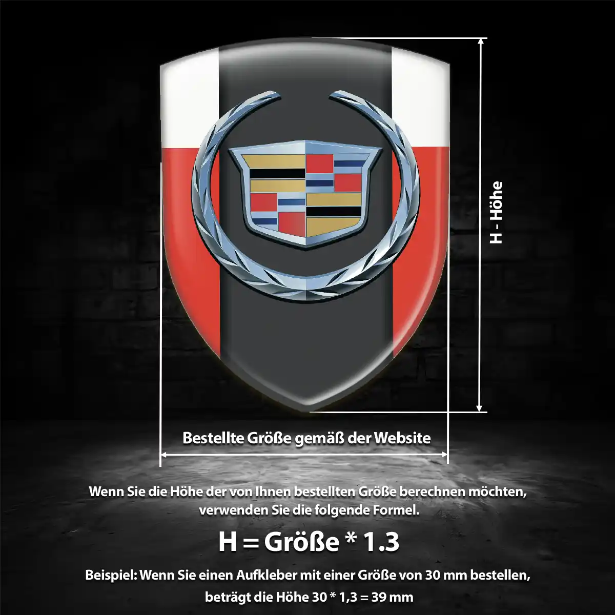 Cadillac 3D Gel Aufkleber Emblem Interieurdesign