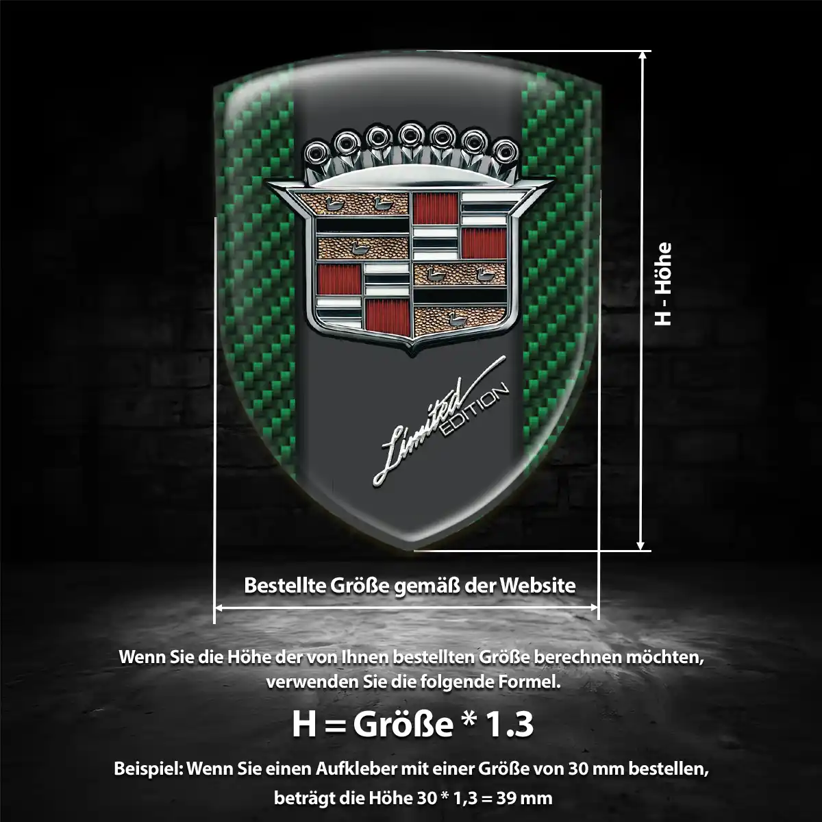 Cadillac 3D Gel Aufkleber Emblem Limitierte Auflage
