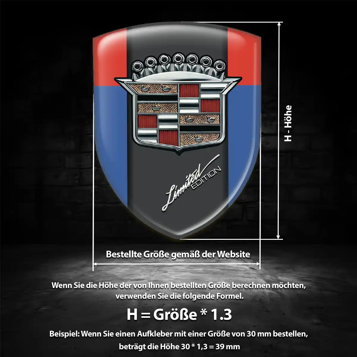 Cadillac 3D Gel Aufkleber Embleme Erstklassige Qualität