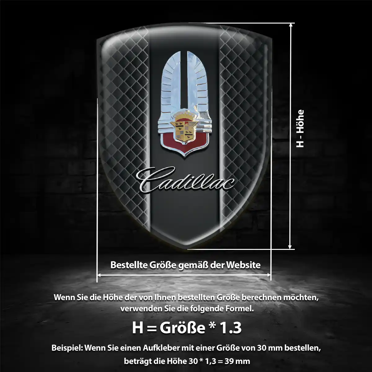 Cadillac 3D Gel Aufkleber Erstklassige Qualität