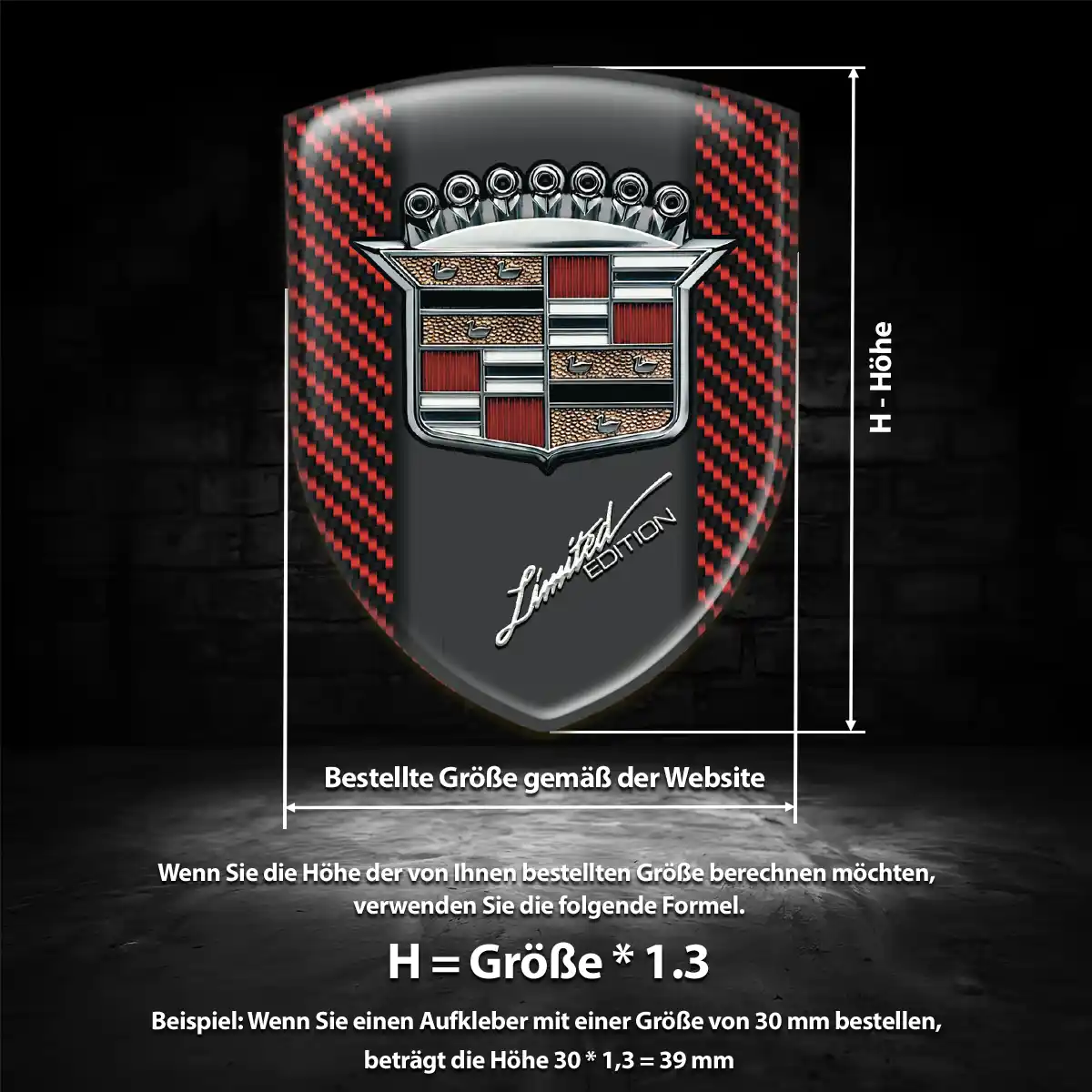 Cadillac 3D Gel Aufkleber Exterieurdesign