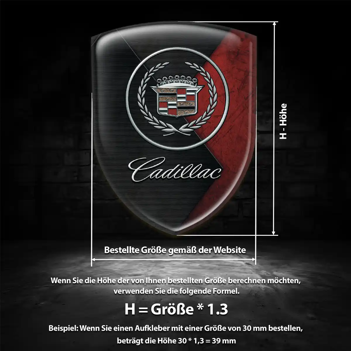 Cadillac 3D Gel Aufkleber Modernes Design