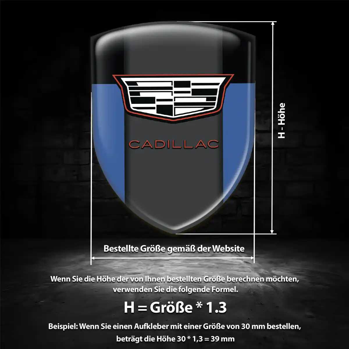 Cadillac 3D Gel Aufkleber Silikon Überzeugende Qualität
