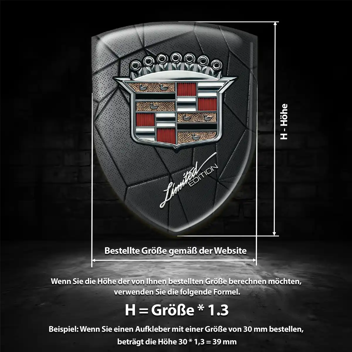 Cadillac 3D Gel Aufkleber Silikon Erstklassige Qualität