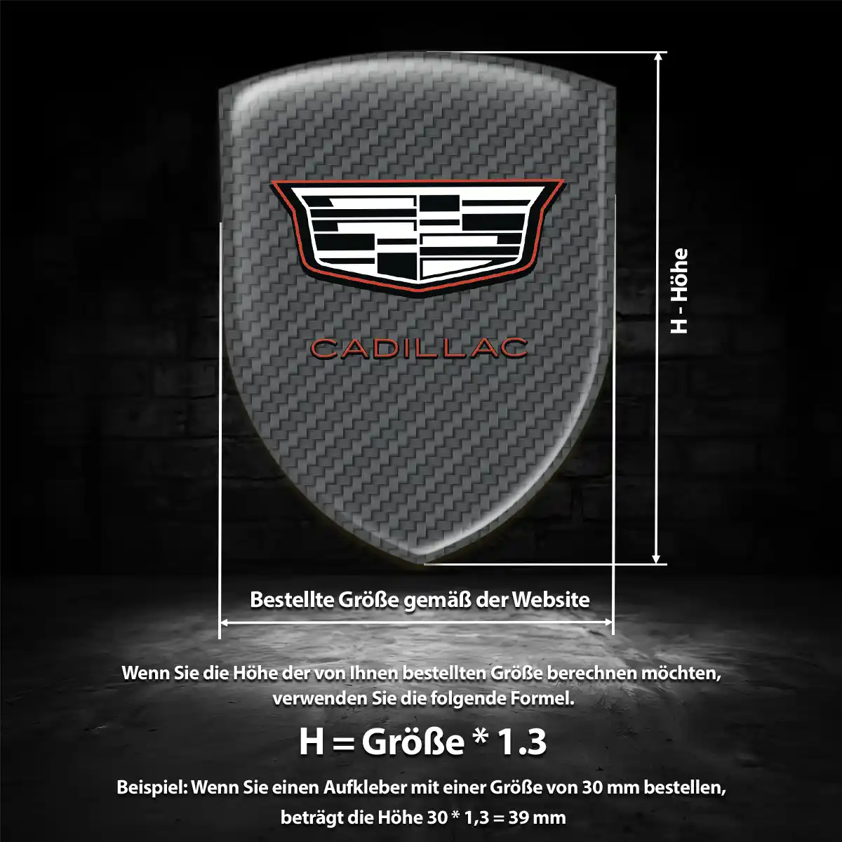 Cadillac 3D Gel Aufkleber Silikon Hochwertiges Harz
