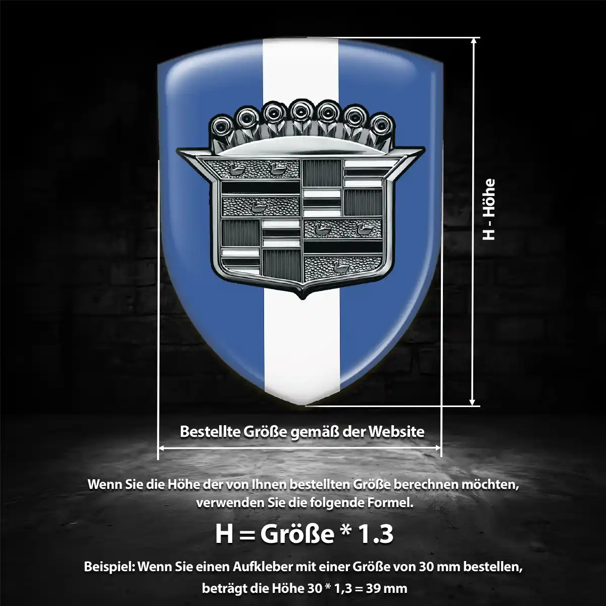 Cadillac 3D Gel Aufkleber Silikon Premium-Edition