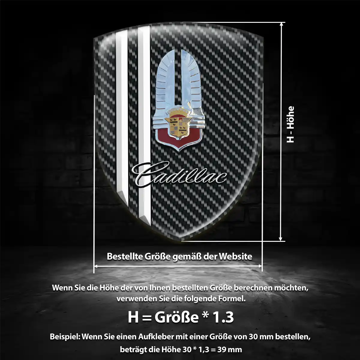 Cadillac 3D Gel Aufkleber Silikon Premiumqualität