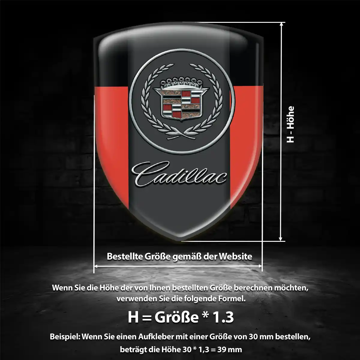 Cadillac 3D Gel Aufkleber Silikon Stilvolles Design