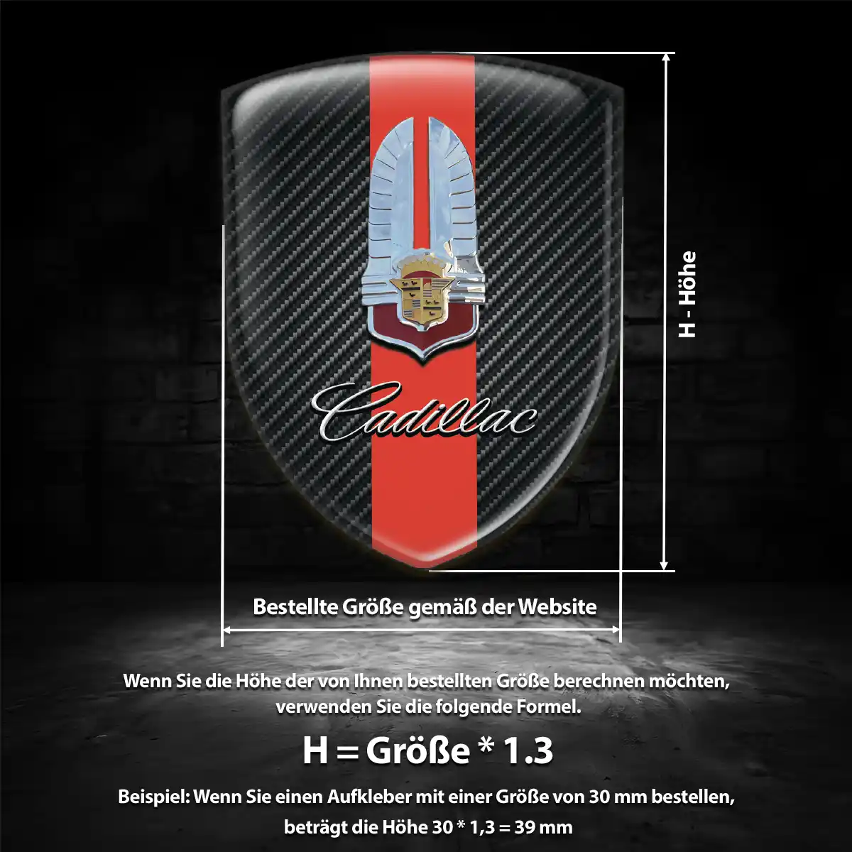 Cadillac 3D Gel Aufkleber Silikon Tuningfahrzeug
