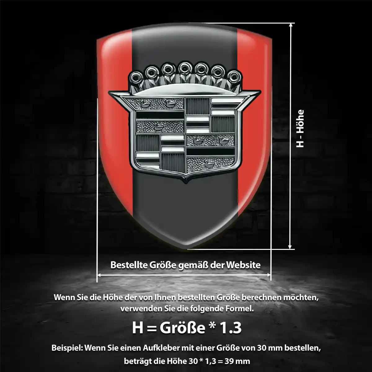 Cadillac 3D Gel Aufkleber Tuningfahrzeug