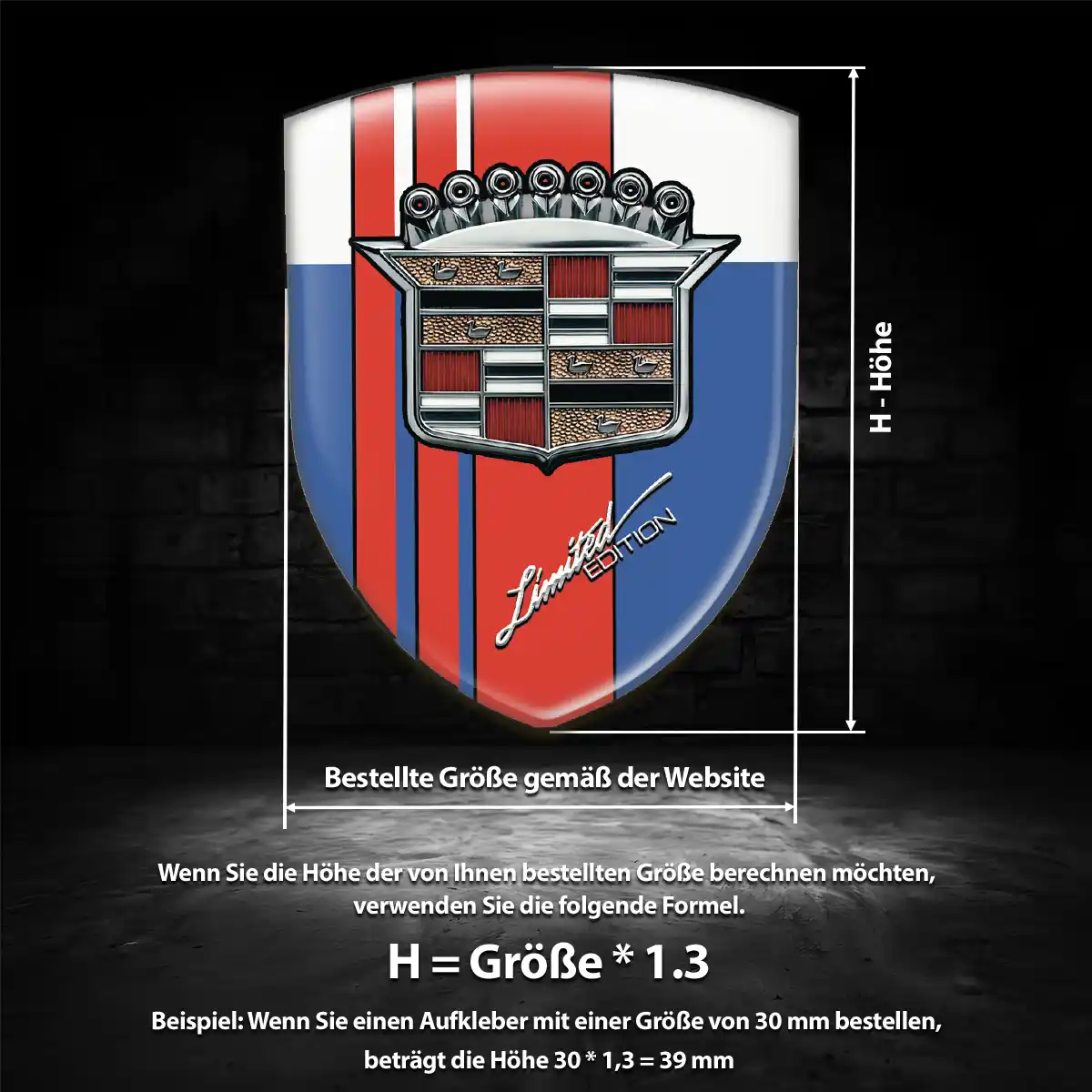 Cadillac 3D Gel Aufkleber Wappen Ausdrucksstarkes Design