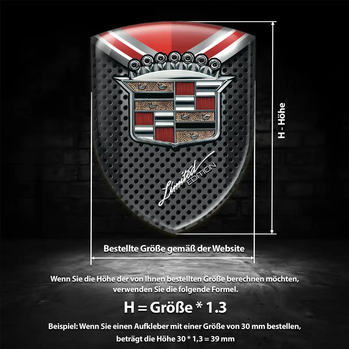 Cadillac 3D Gel Aufkleber Wappen Auto Limitierte Auflage