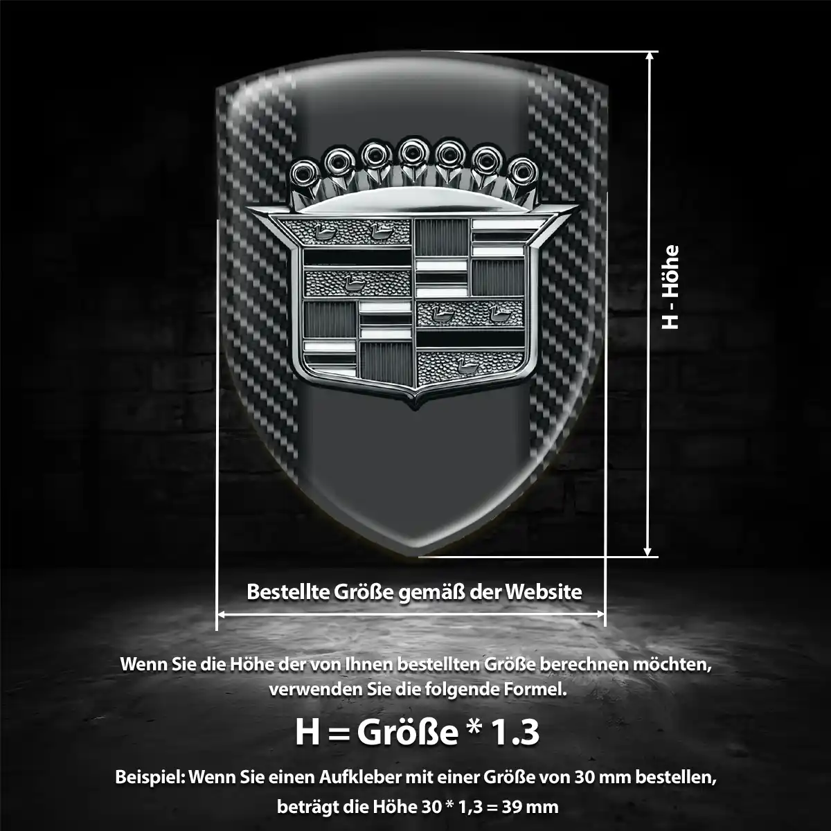 Cadillac 3D Gel Aufkleber Wappen Elegantes Design