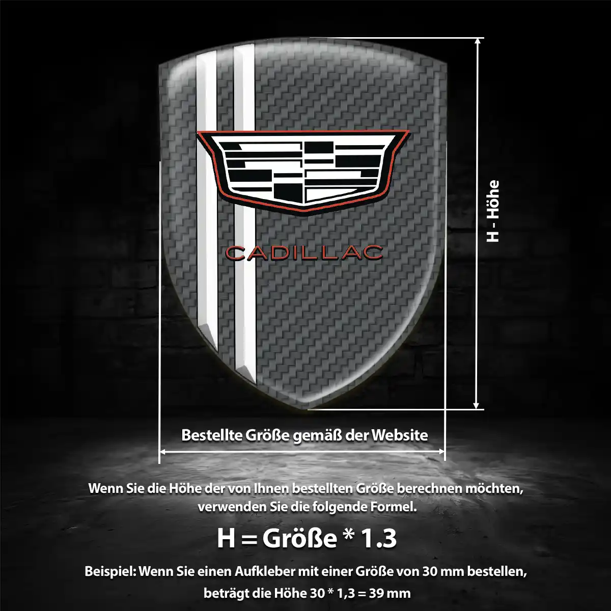 Cadillac 3D Gel Aufkleber Wappen Erstklassige Qualität