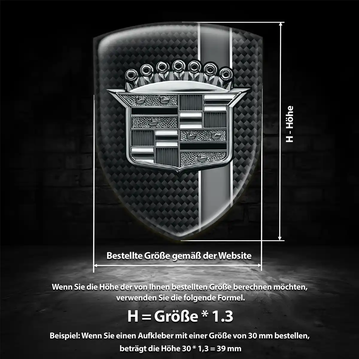 Cadillac 3D Gel Aufkleber Wappen Exterieurdesign