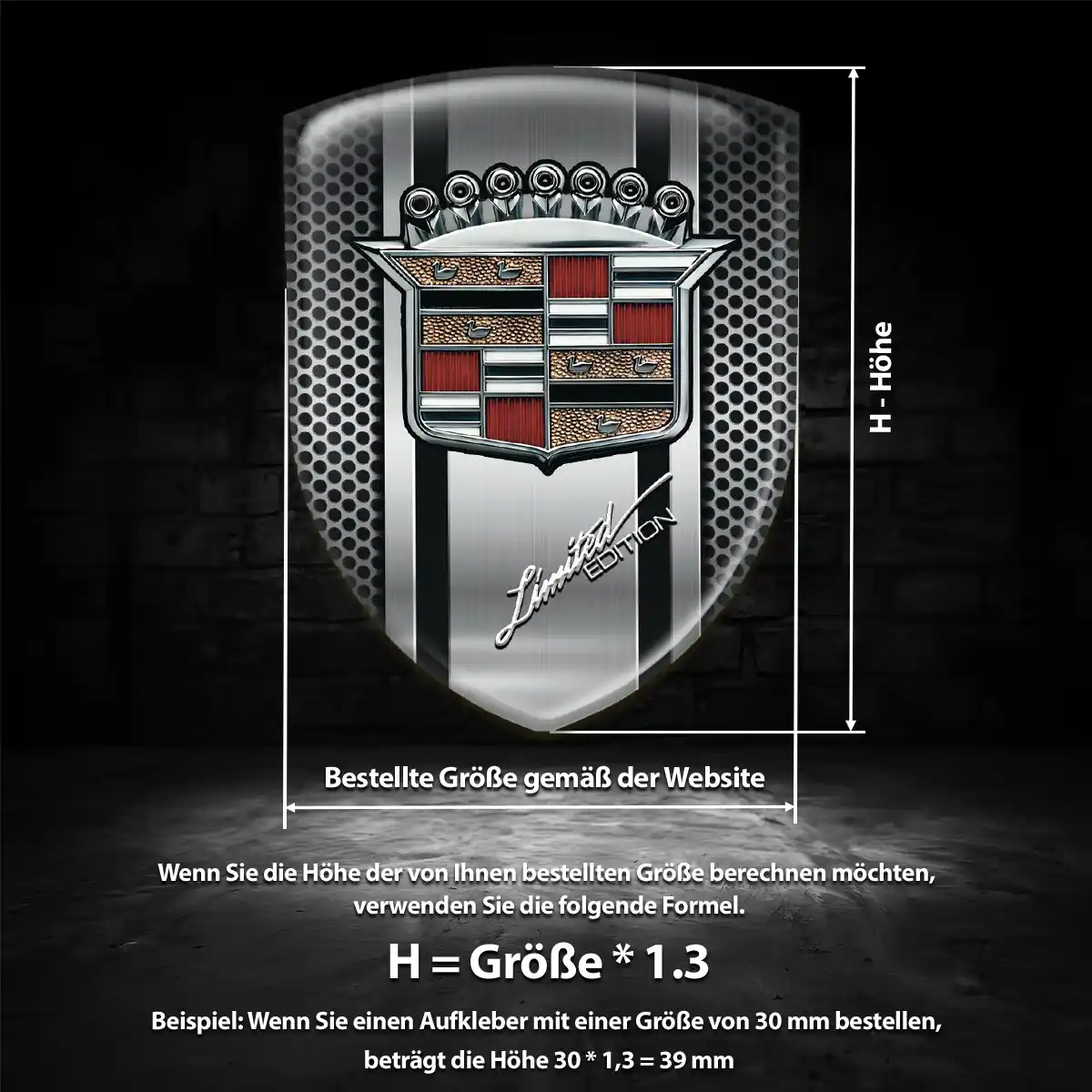 Cadillac 3D Gel Aufkleber Wappen Verlässliche Qualität