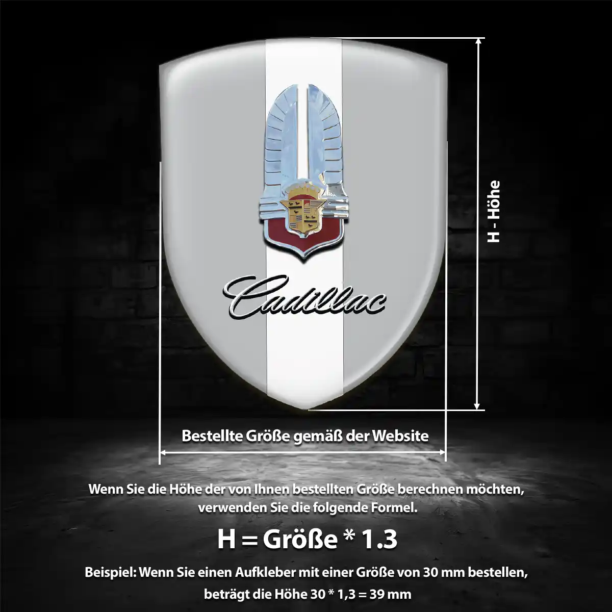 Cadillac Aufkleber 3D Gel Silikon Edles Design