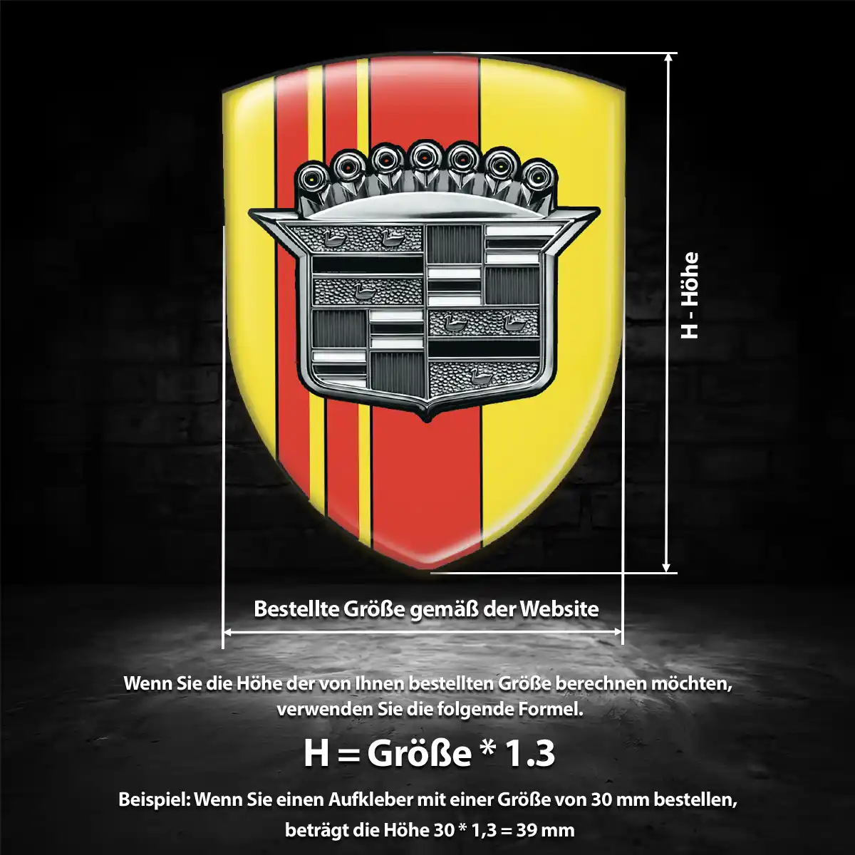 Cadillac Aufkleber 3D Gel Wappen Erstklassige Qualität