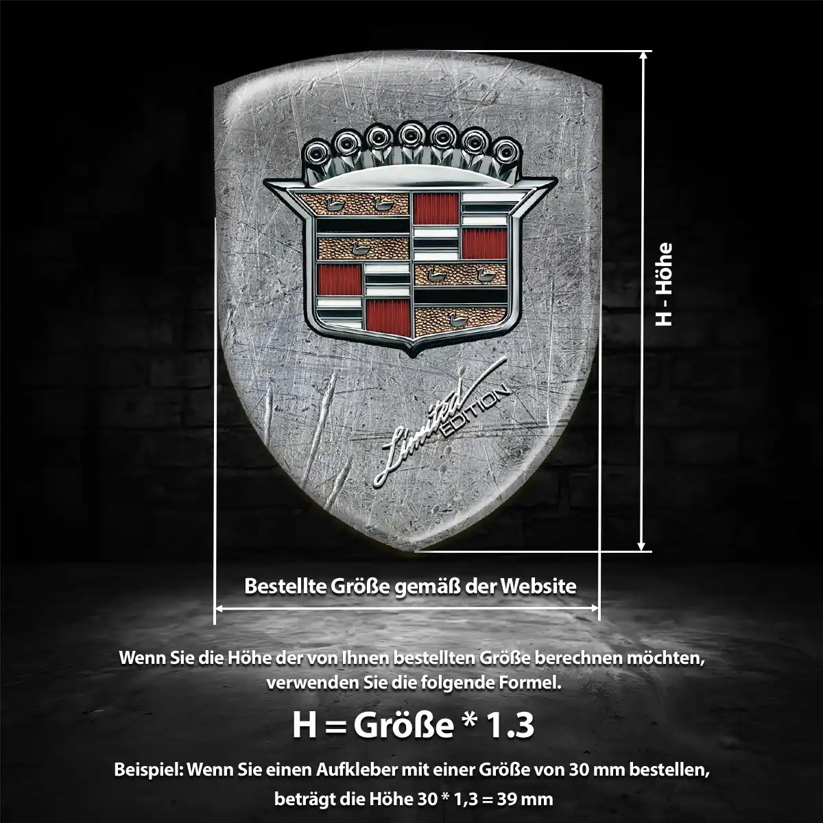 Cadillac Aufkleber 3D Gel Wappen Hochwertiges Harz