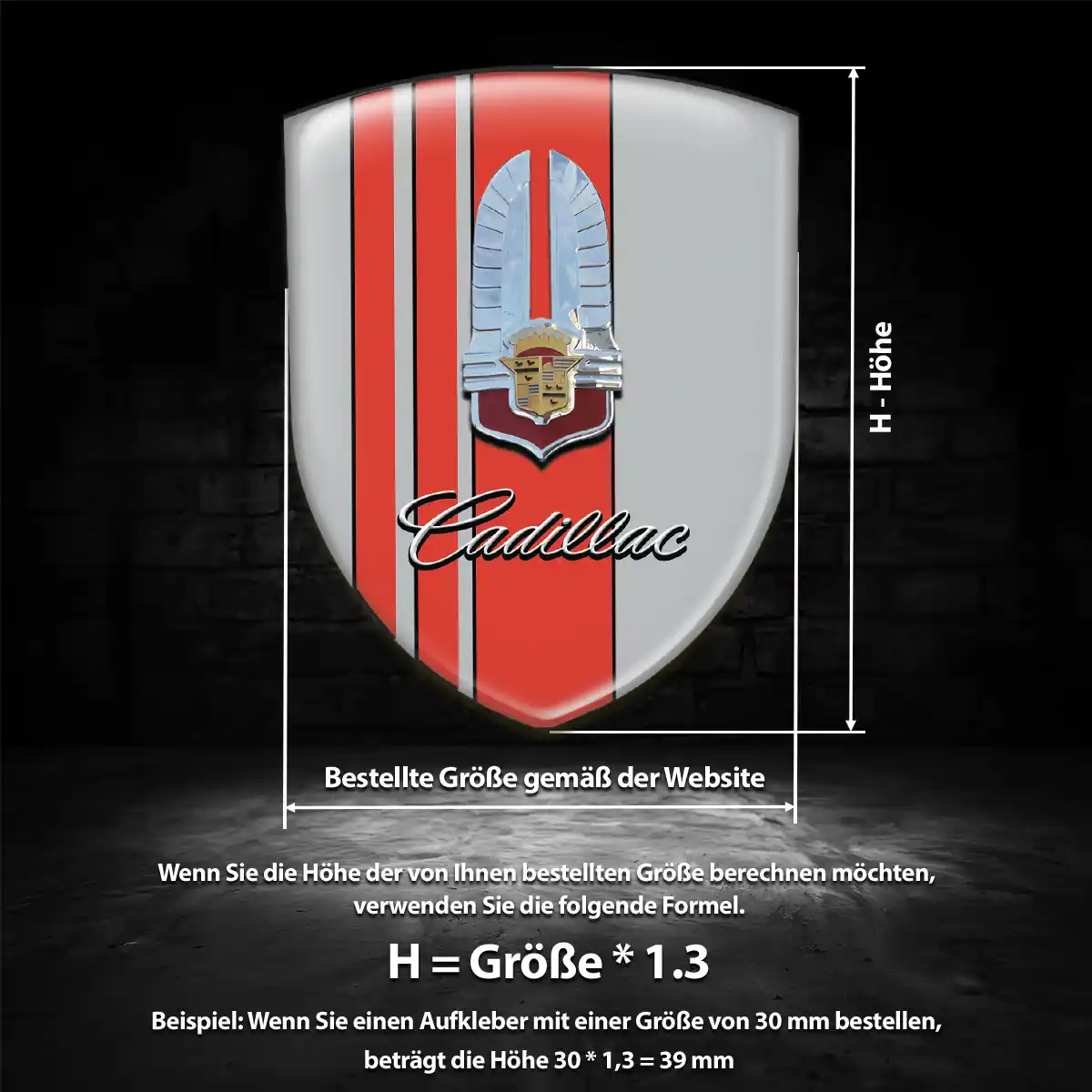 Cadillac Aufkleber 3D Gel Wappen Interieurdesign