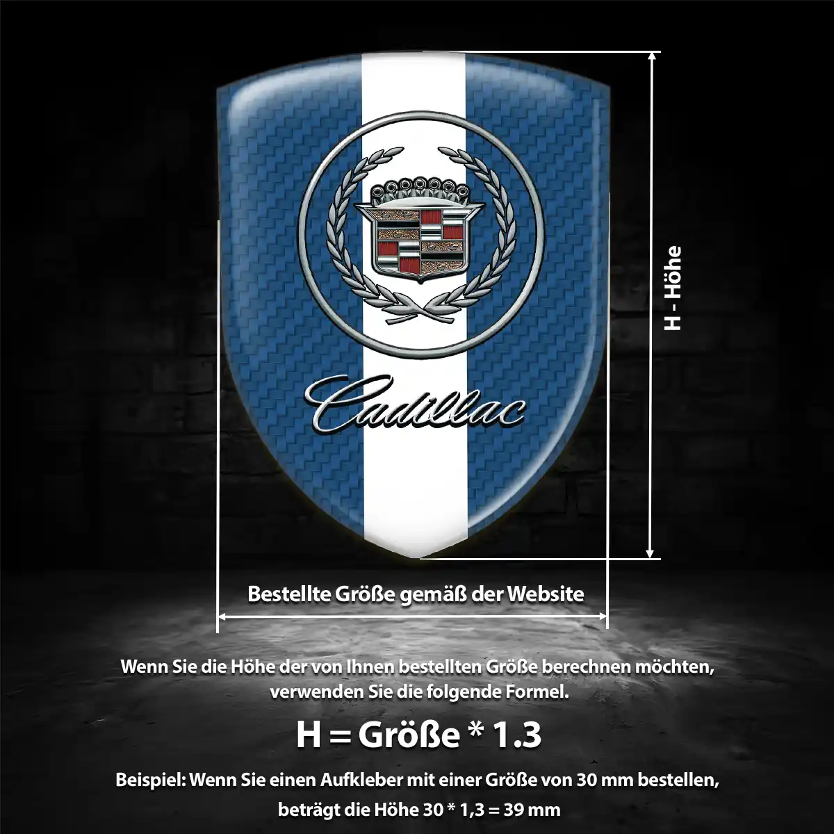 Cadillac Silikon Aufkleber Premiumqualität