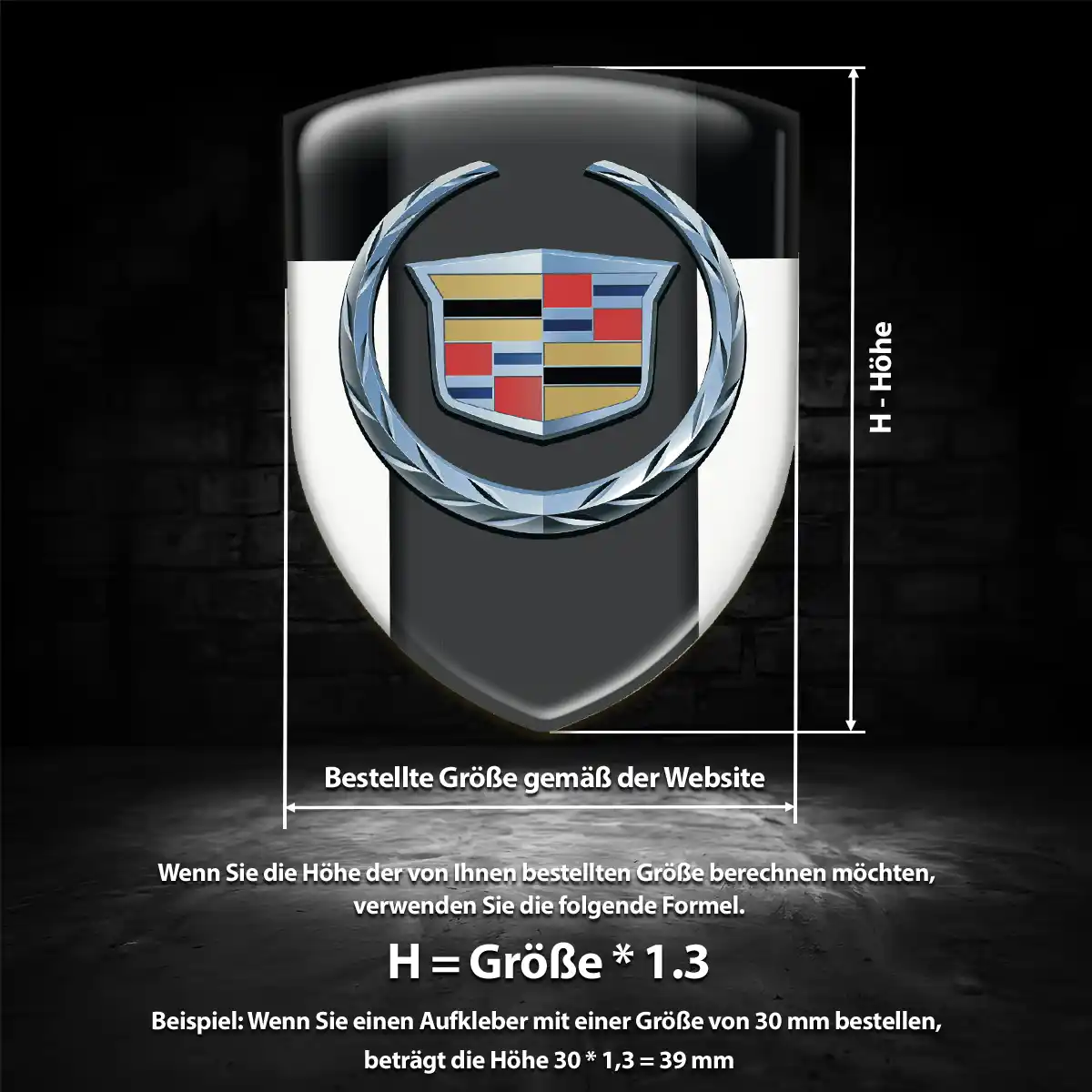 Cadillac Silikon Aufkleber Wappen Höchste Qualität