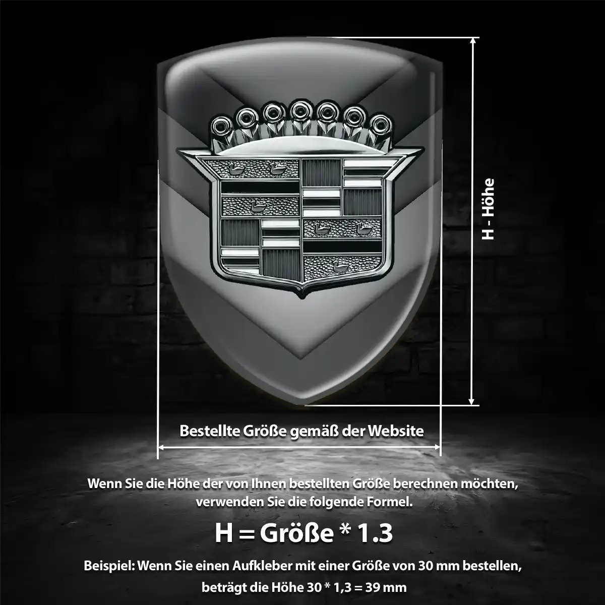 Cadillac Silikon Aufkleber Wappen Spitzenqualität