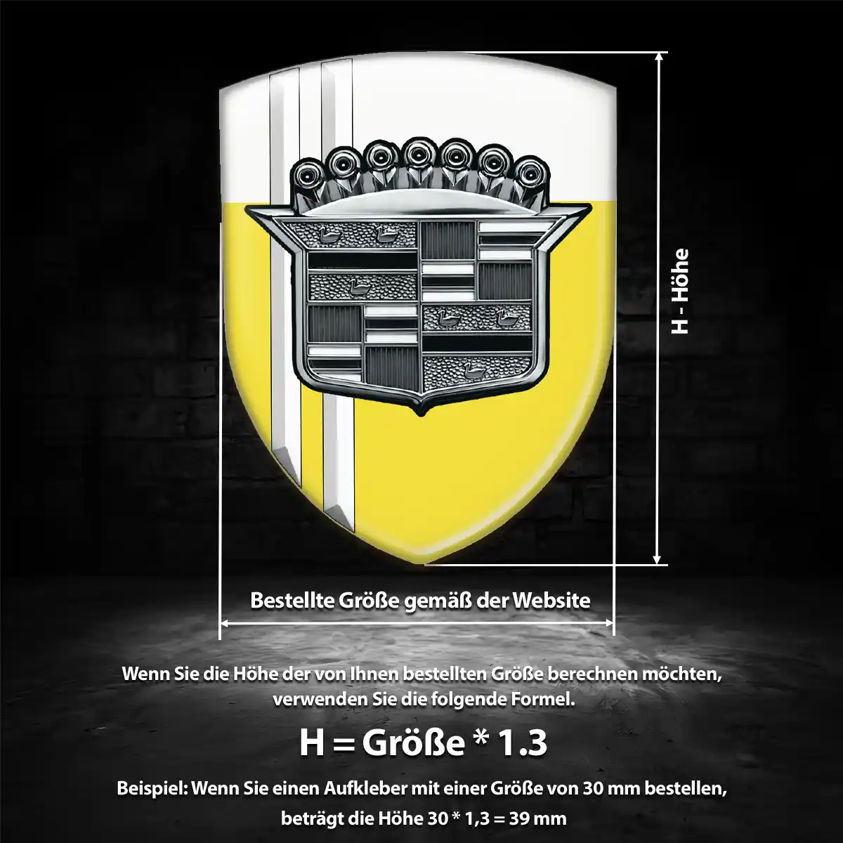 Cadillac Wappen Emblem Aufkleber Interieurdesign