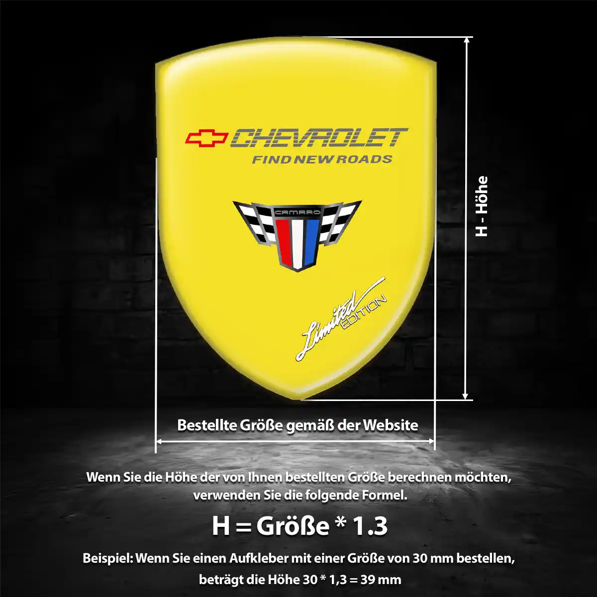 Chevrolet Aufkleber 3D Gel Silikon Auto Limitierte Auflage