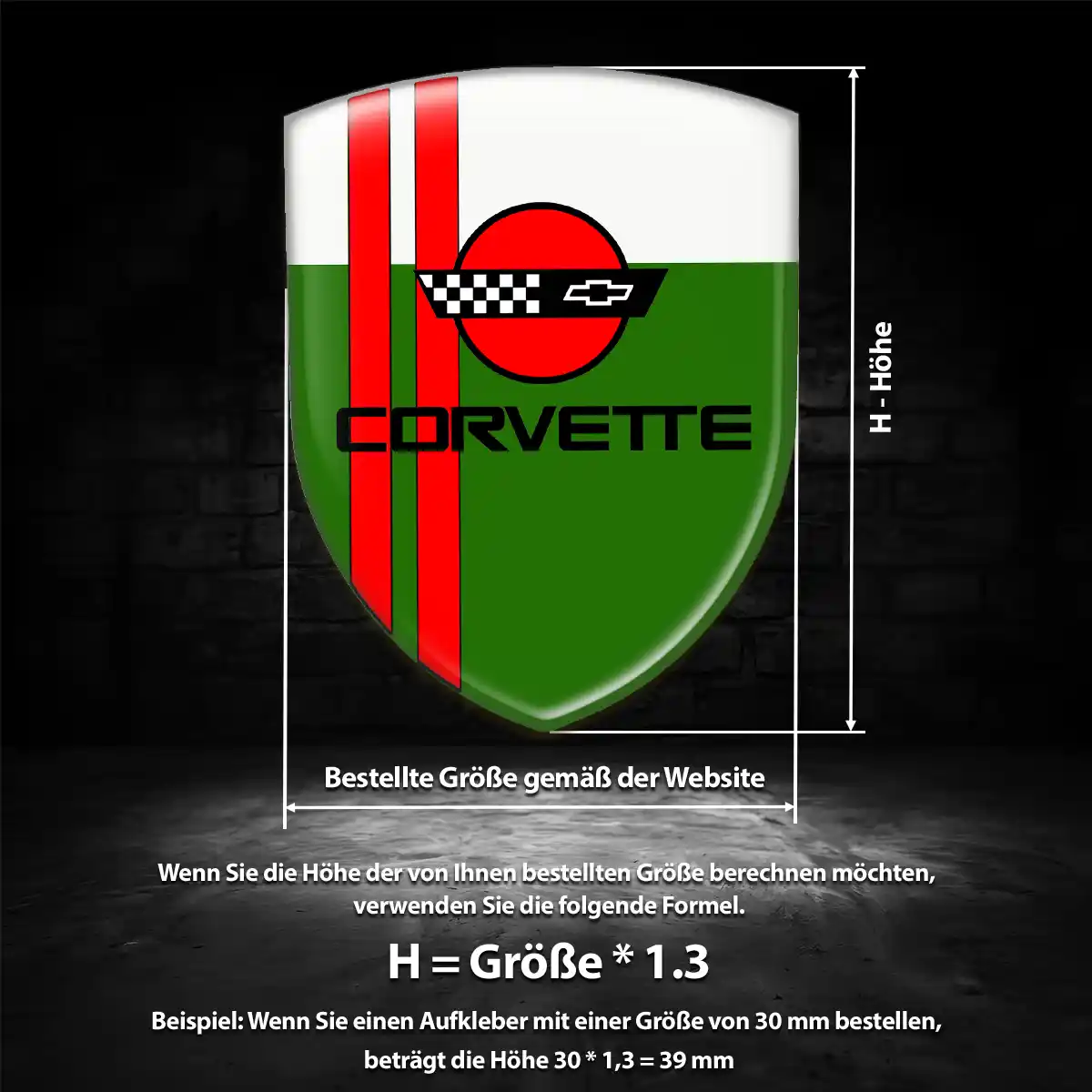 Chevrolet Corvette 3D Gel Aufkleber Auto Premium-Edition
