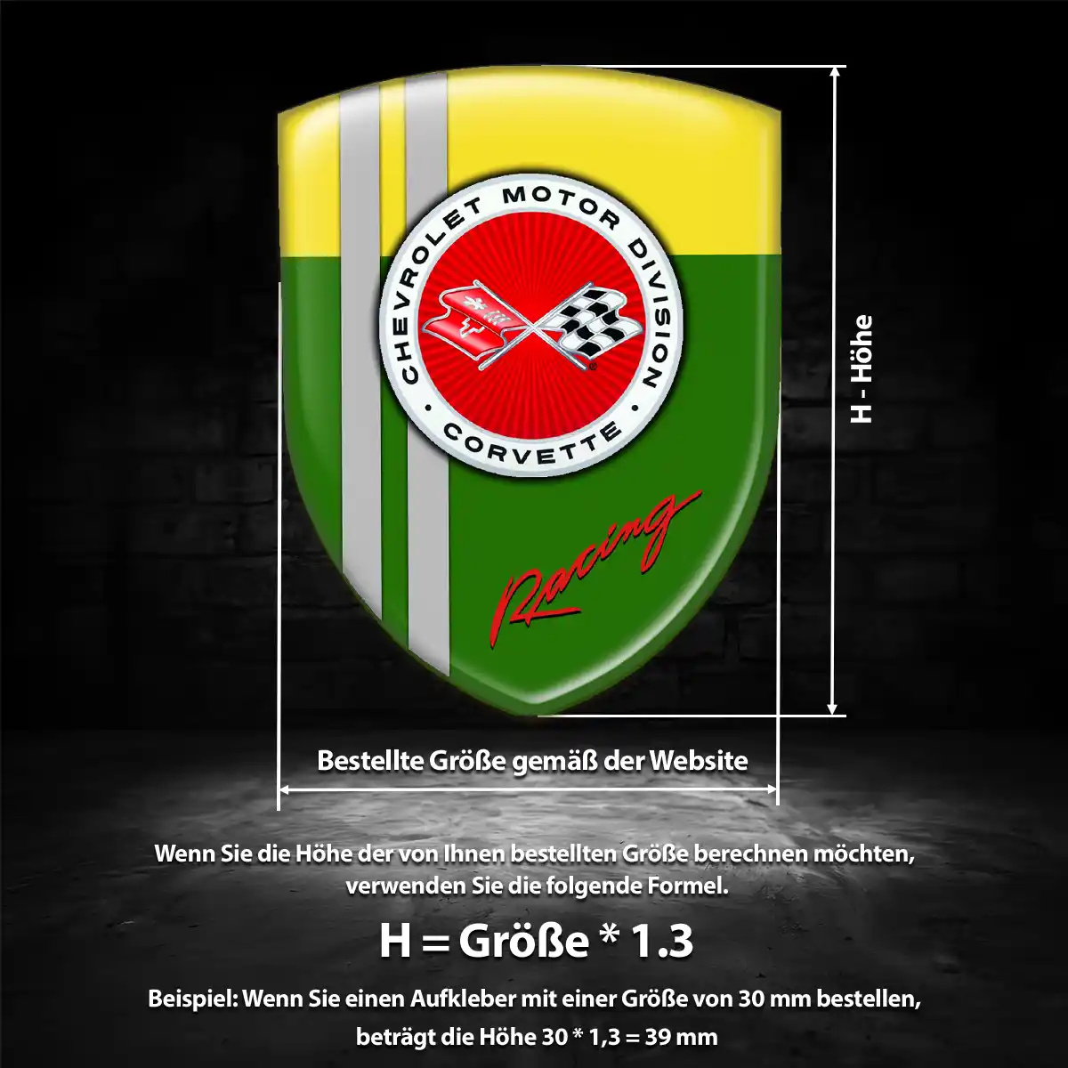Chevrolet Corvette 3D Gel Aufkleber Auto Premiumqualität
